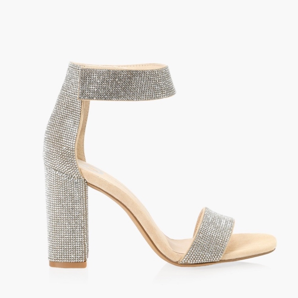 Jeffrey Campbell Lindsay in Nude Crystal Sandal Rhinestone Heels